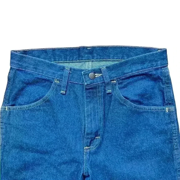 Vintage 90s Patched Rustler Dark Wash Denim Jeans Made in USA Size 28x25 - Picture 6 of 12